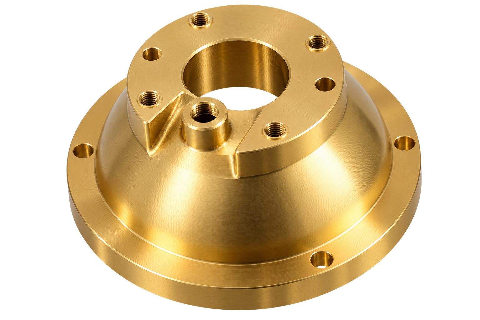 Brass CNC Machined Flanged Housing