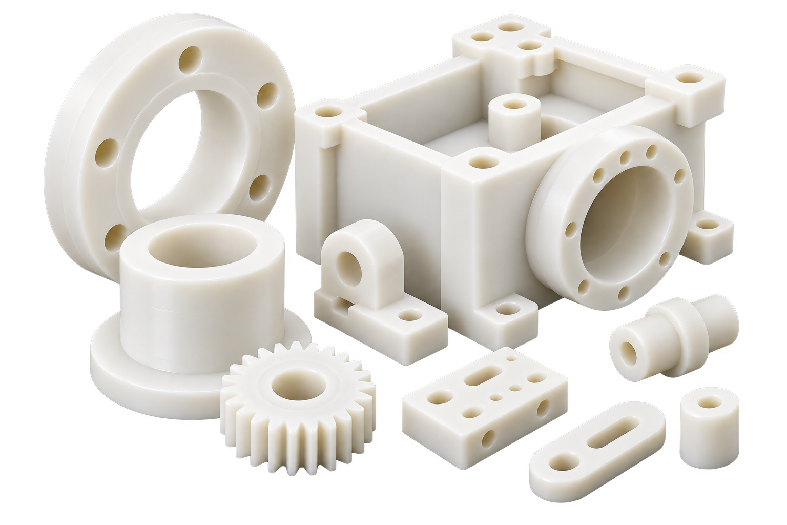 Cream Plastic Engineering Parts Montage