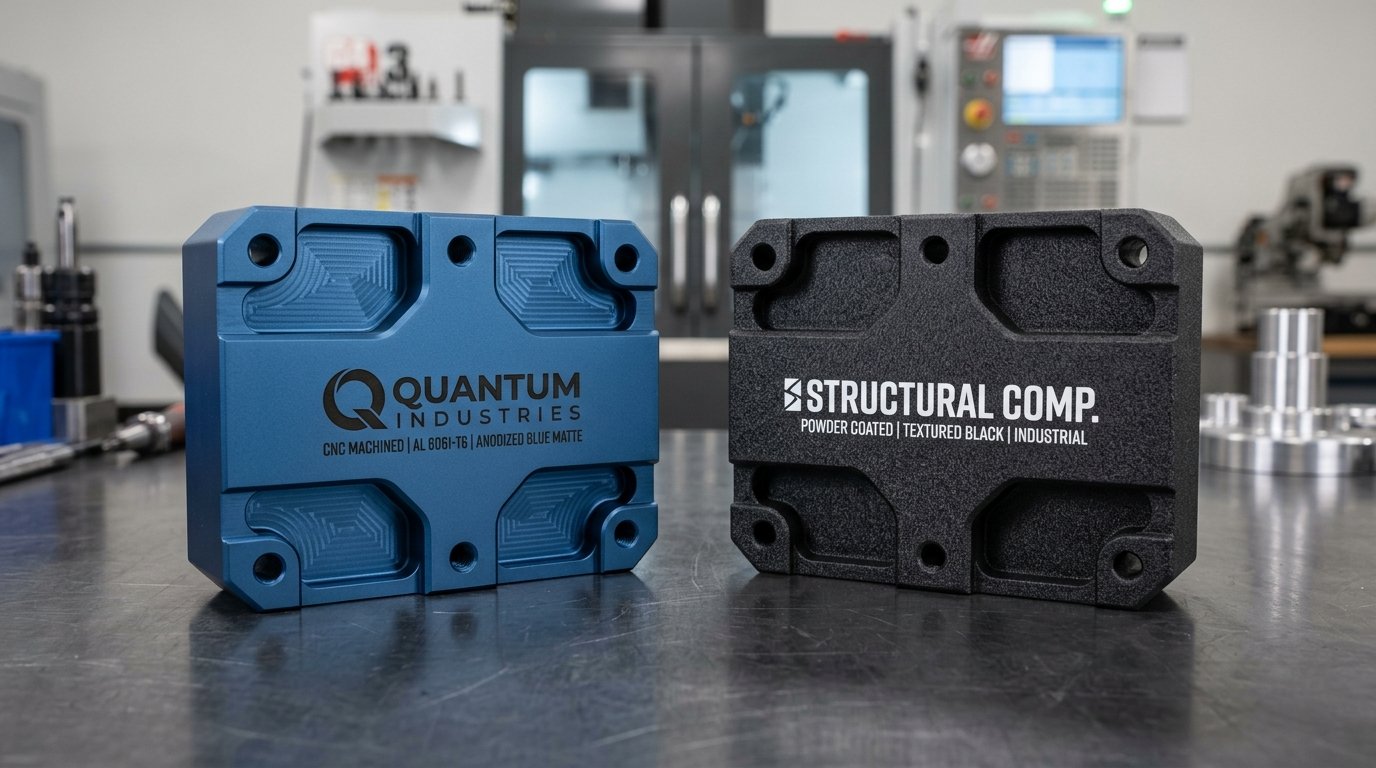 Anodized vs powder coated aluminum CNC machining finish comparison